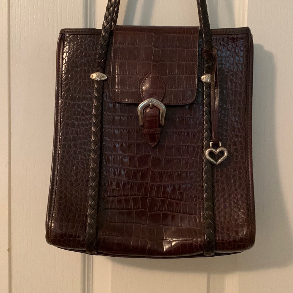 Brighton Leather Reptile Print Bag, Brown